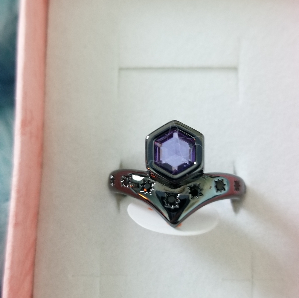 BLACK ONYX & AMETHYST RING - Picture 8 of 16